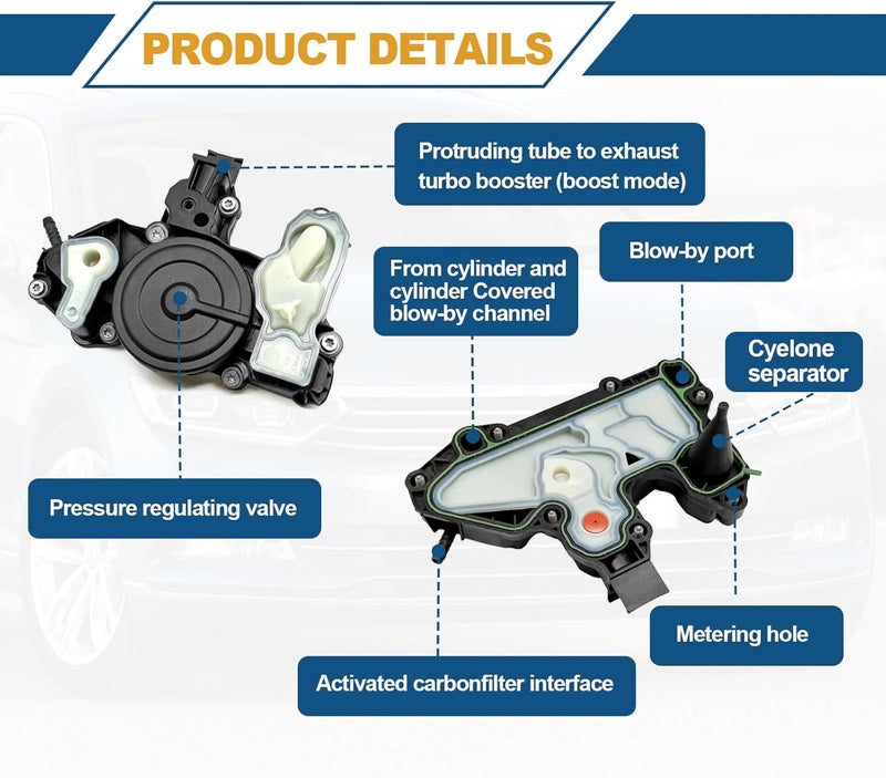 RBOKO PCV Valve Engine Crankcase Vent Valve Oil Separator replacement 06K103495 Compatible with VW Jetta Passat Golf Bettle GTI for Audi A3 A4 A5 A6 A7 Q3 Q7 1.8T 2.0T - Image 4